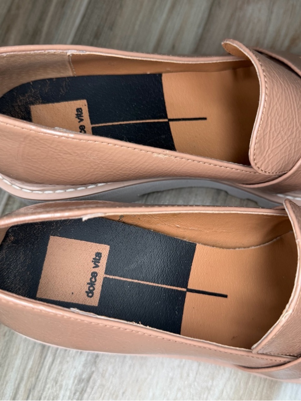 Dolce Vita Henri Loafers Nude / Tan Patent Leather Platform Slip On Womens Sz 8M - Picture 9 of 13
